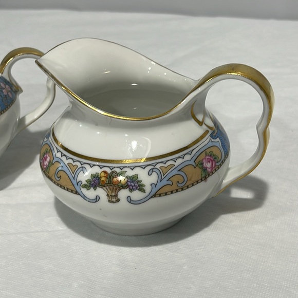 Crown Imperial Czechoslovakia Rosari fruit pattern sugar bowl creamer set of 2 - Picture 4 of 16